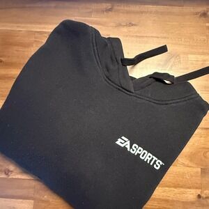 Sportige EA‎ Sports Black Hoodie Pullover Fleece Size M Long Sleeve